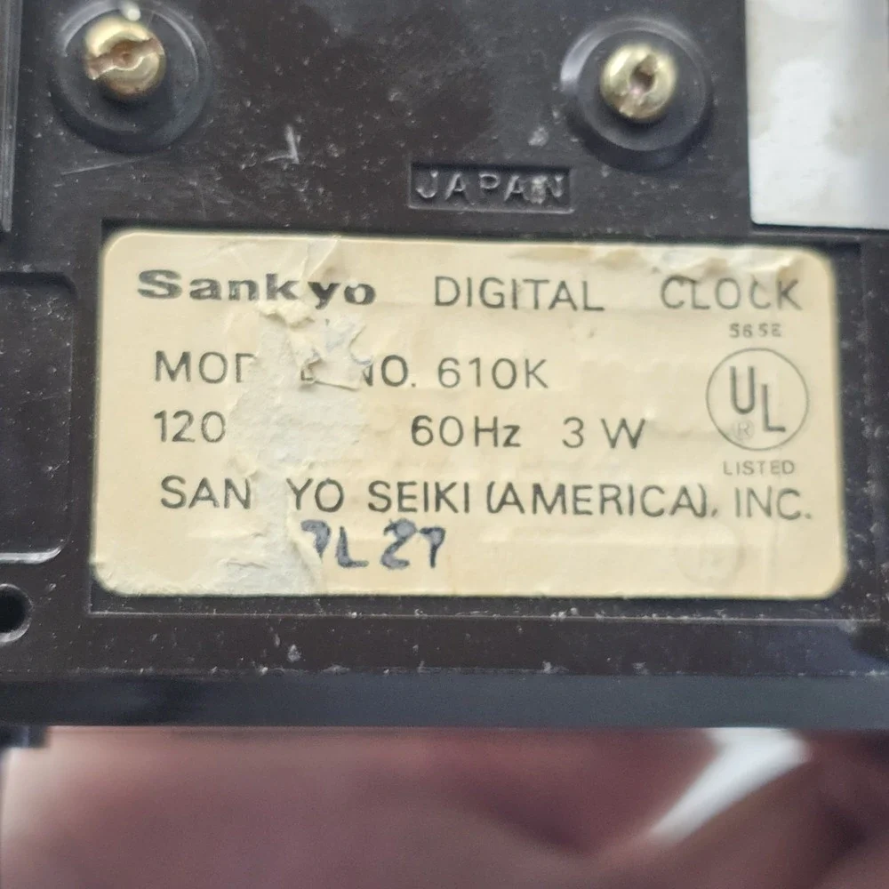 Vintage Sankyo 610K Alarm Clock Wood Grain Tested! Working! Orange Numbers